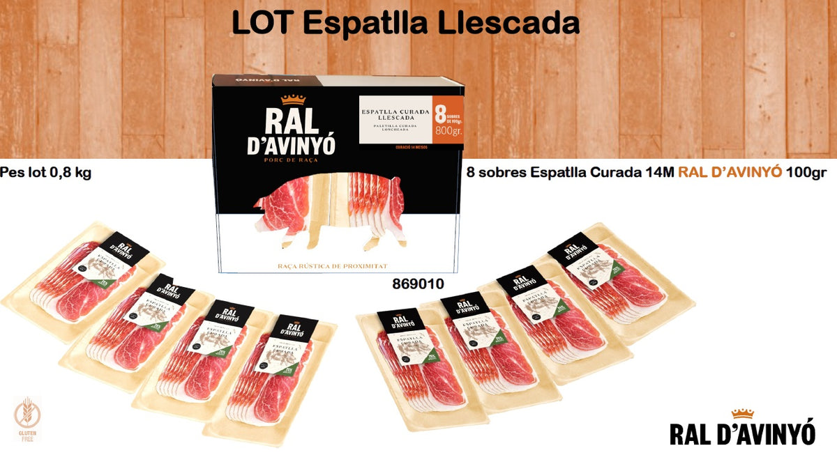 Lote de 8 sobres de paletilla de jamon gran reserva, de 100 gr -La Ral d'avinyo