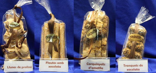 Lote de 2 Rollitos de chocolate y 2 gentils de praliné - pasteleria Can Salvat
