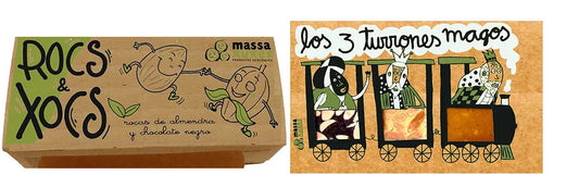 1 caja de rocas de almendra y chocolate y 1 caja de 3 turrones (300gr) - Massaxuxes