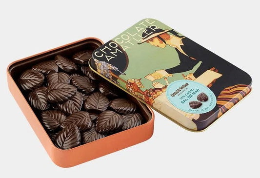 Caja con 10 latas de hojas de chocolate de 60 gr - chocolates Amatller