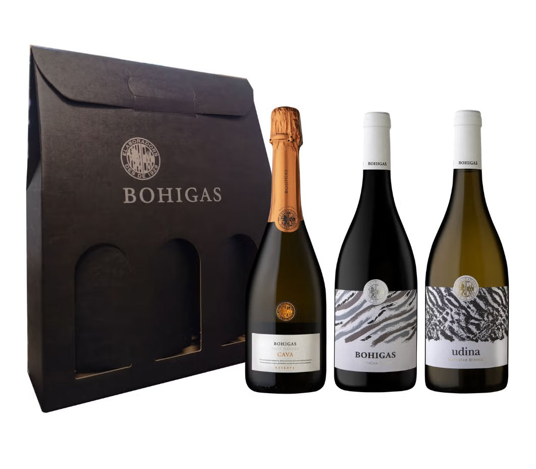 Estoig cava brut nature, vi blanc udina i vi negre garnatxa negra- Bohigas