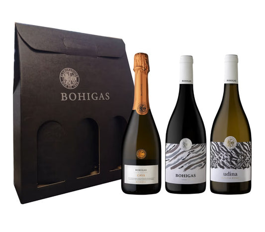 Estuche cava , vino garnacha , blanco y tinto - Bohigas 
